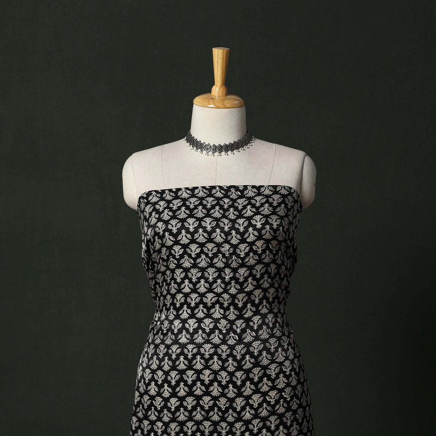 Modal silk hand block bagru print 2pc unstitched dress
