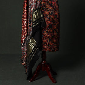 Modal silk hand block bagru print 2pc unstitched dress
