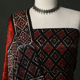 Modal silk hand block bagru print 2pc unstitched dress