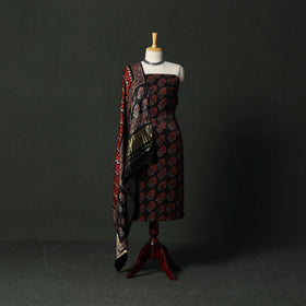 Modal silk hand block bagru print 2pc unstitched dress