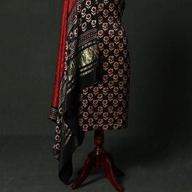 Modal silk hand block bagru print 2pc unstitched dress