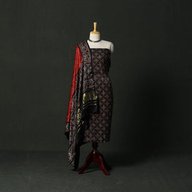 Modal silk hand block bagru print 2pc unstitched dress
