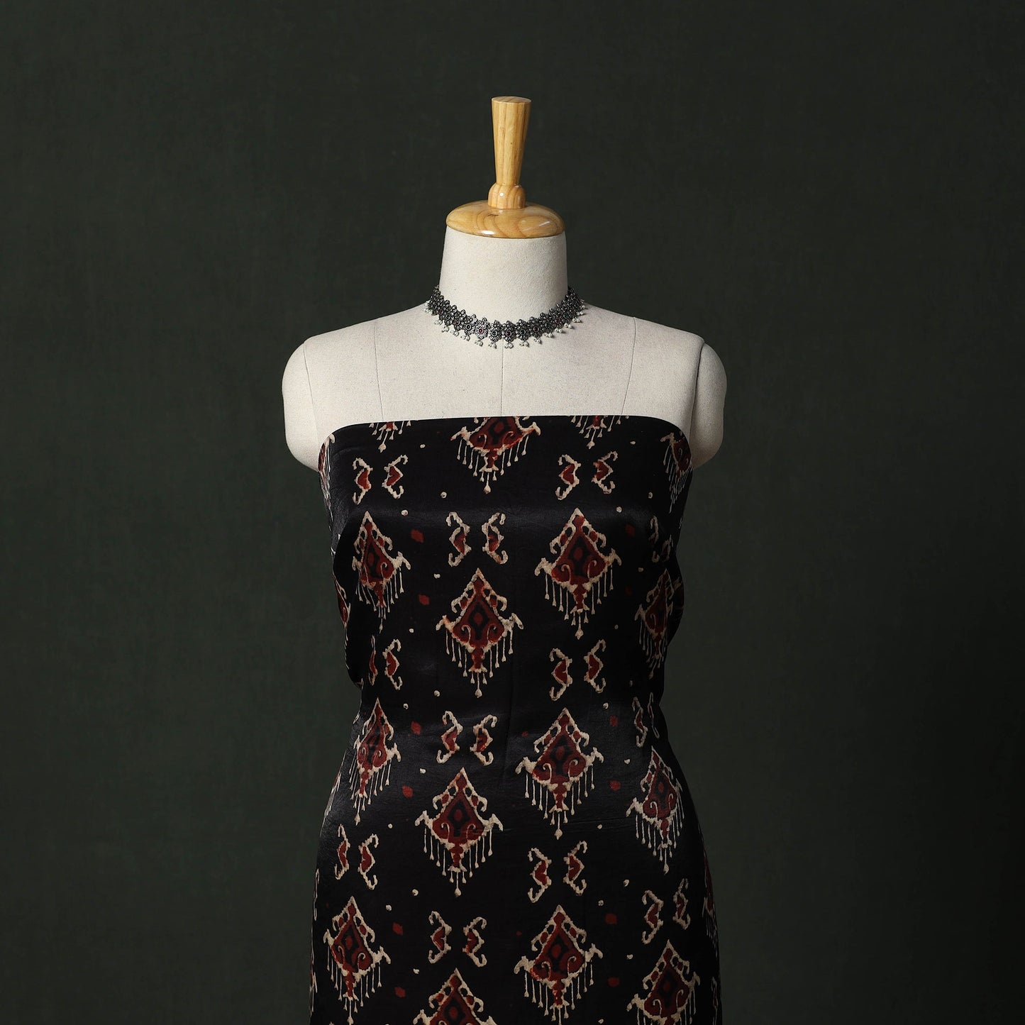 Modal silk hand block bagru print 2pc unstitched dress