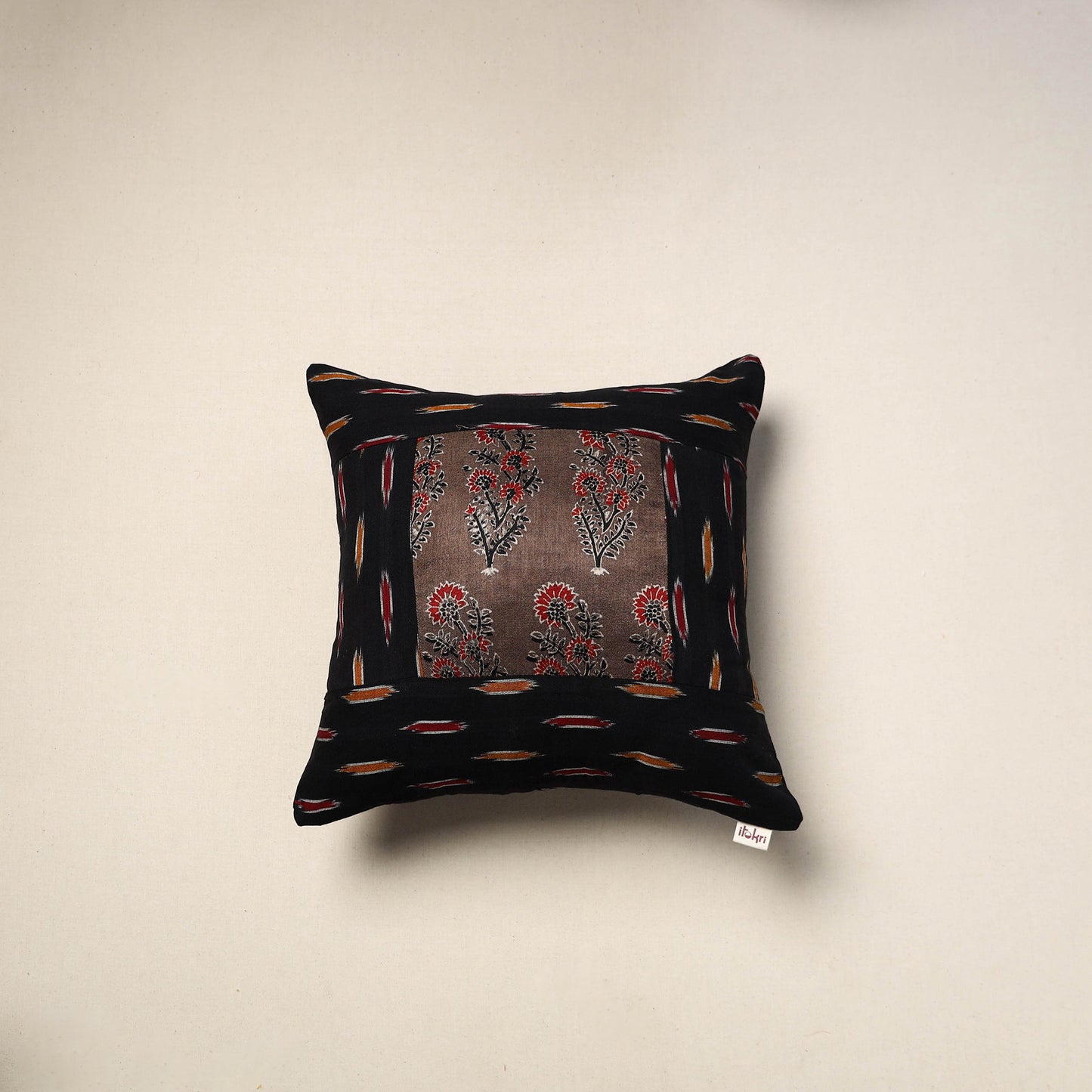 Modal silk patch pochampally ikat cushion cover 26