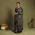 Black Modal Silk Block Print Ajrakh Saree