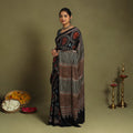  Black Modal Silk Block Print Ajrakh Saree