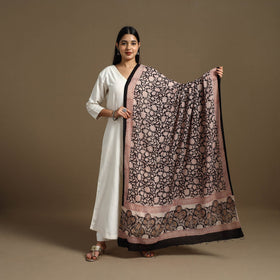 Buy Black Block Print Mul Cotton Bagru Dupatta