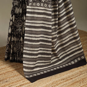 Black - mul cotton bagru saree 10 - handcrafted