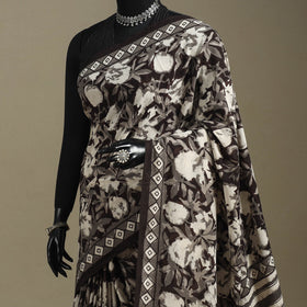 Black - mul cotton bagru saree 10 - handcrafted