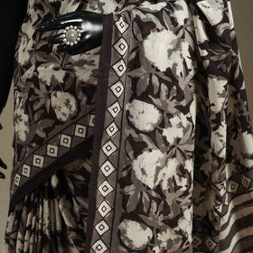 Black - mul cotton bagru saree 10 - handcrafted