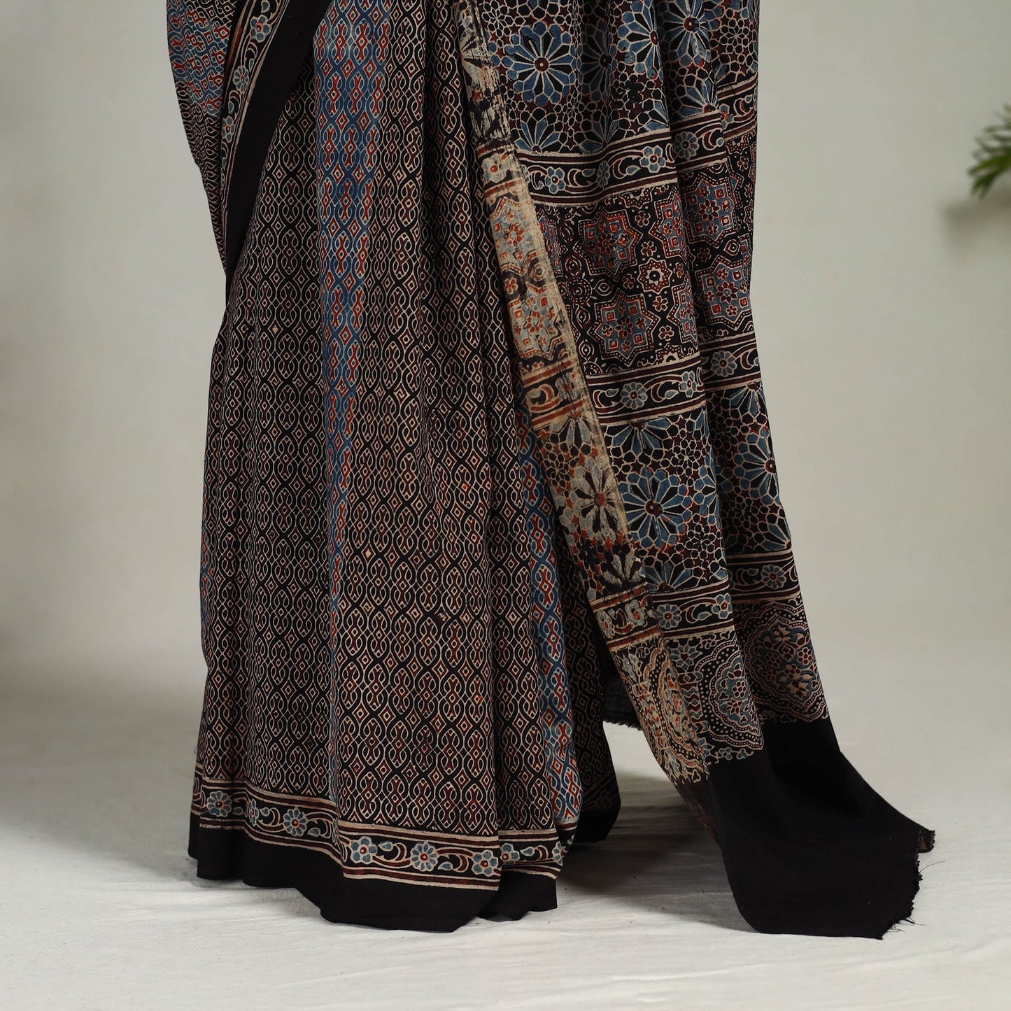 Multicolor - Mul Cotton Block Print Ajrakh Saree 08