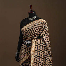 Black - mul cotton hand bagru saree 14 - handcrafted