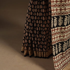 Black - mul cotton hand bagru saree 14 - handcrafted
