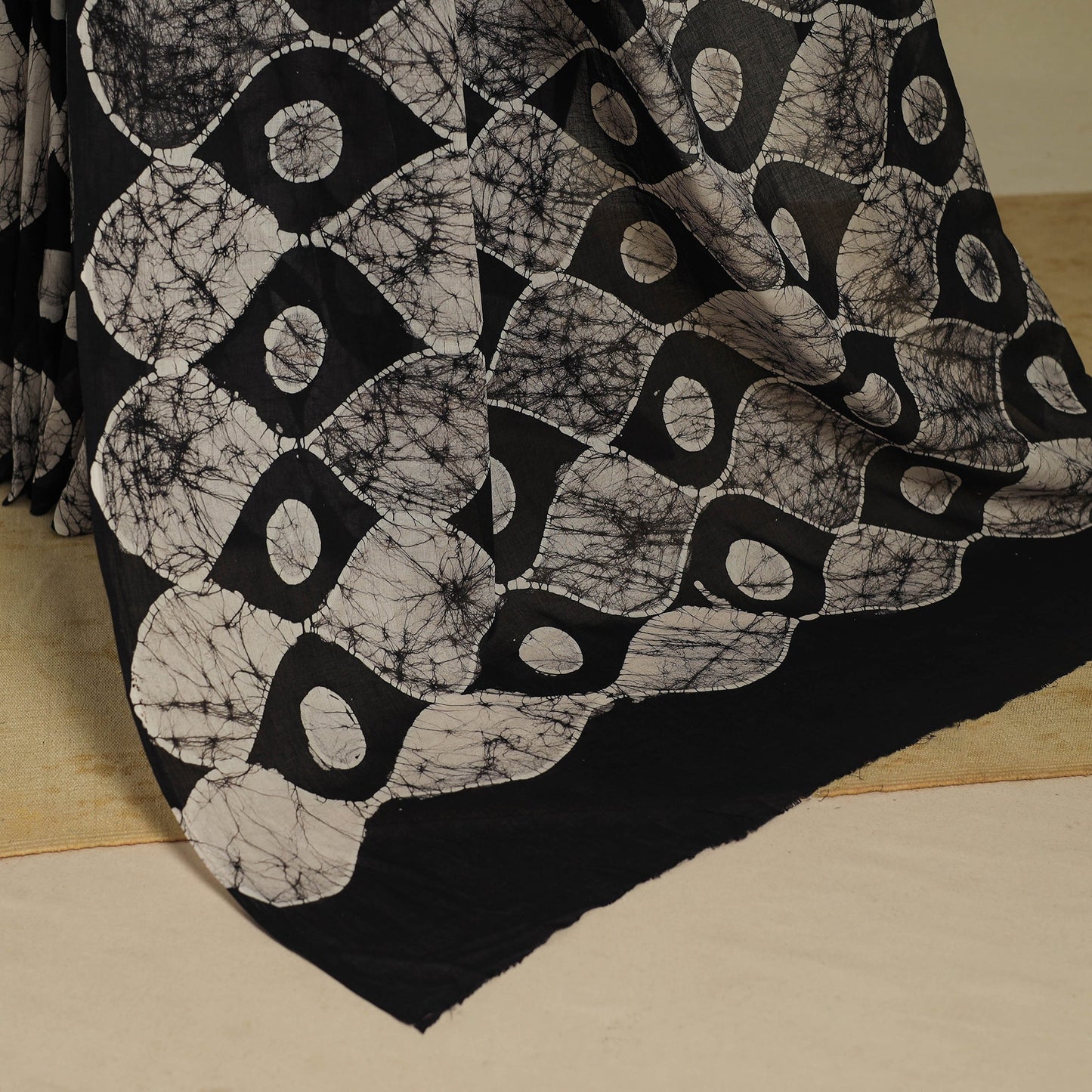 Black - mul cotton hand batik saree 14 - handcrafted