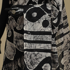 Black - mul cotton hand batik saree 14 - handcrafted