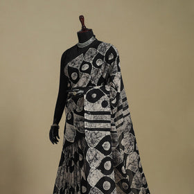 Black - mul cotton hand batik saree 14 - handcrafted