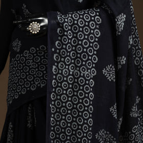 Black - mul cotton hand batik saree 15 - handcrafted