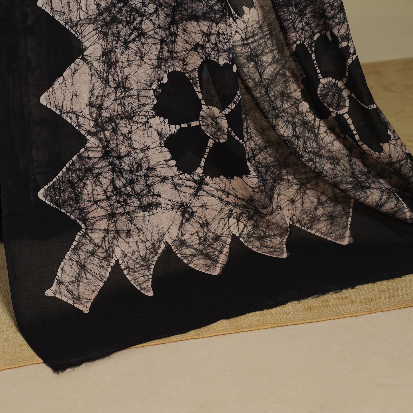 Black - mul cotton hand batik saree 19 - handcrafted