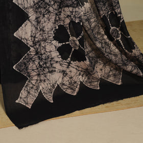 Black - mul cotton hand batik saree 19 - handcrafted