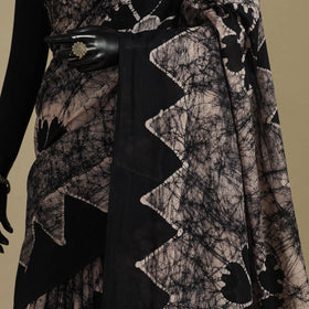 Black - mul cotton hand batik saree 19 - handcrafted