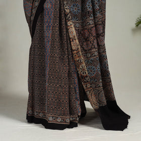 Multicolor - Mul Cotton Block Print Ajrakh Saree 08