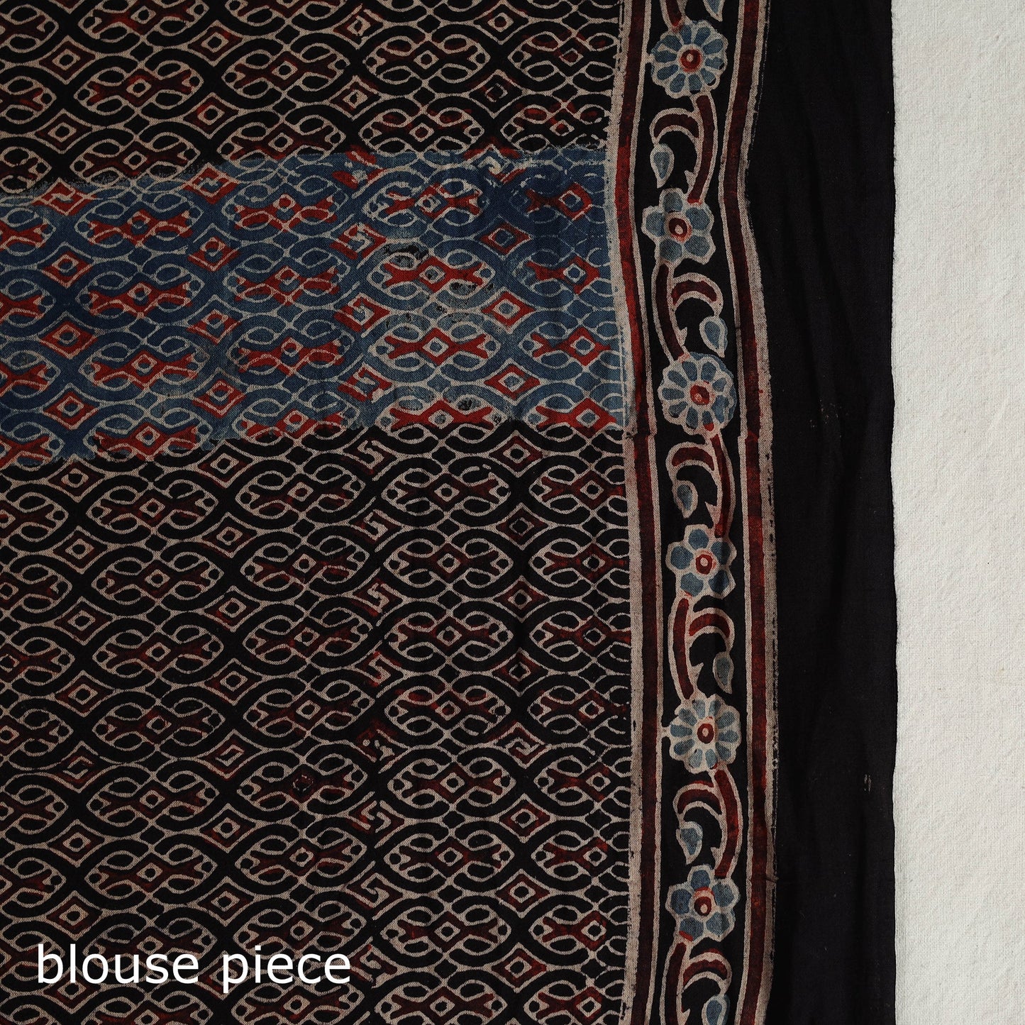 Multicolor - Mul Cotton Block Print Ajrakh Saree 08