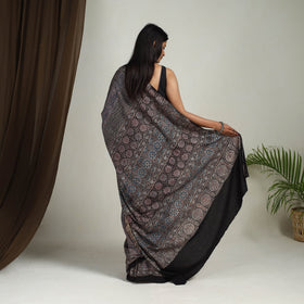Multicolor - Mul Cotton Block Print Ajrakh Saree 08