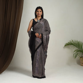 Multicolor - Mul Cotton Block Print Ajrakh Saree 08
