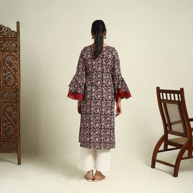  Black Block Print Mul Cotton Straight Bagh Kurta for Women