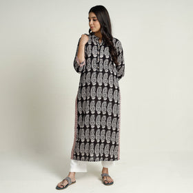 Buy Block Print Mul Cotton Straight Bagh Kurta For Women