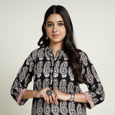 Buy Block Print Mul Cotton Straight Bagh Kurta For Women