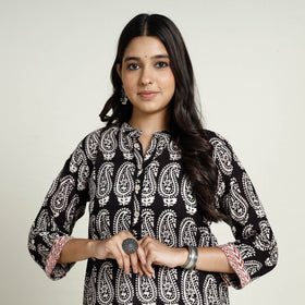 Buy Block Print Mul Cotton Straight Bagh Kurta For Women