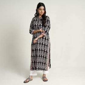 Buy Block Print Mul Cotton Straight Bagh Kurta For Women