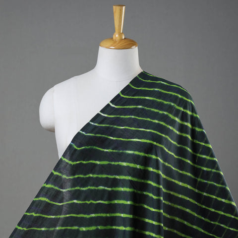 Black  Leheriya Tie-Dye Chanderi Silk Fabric