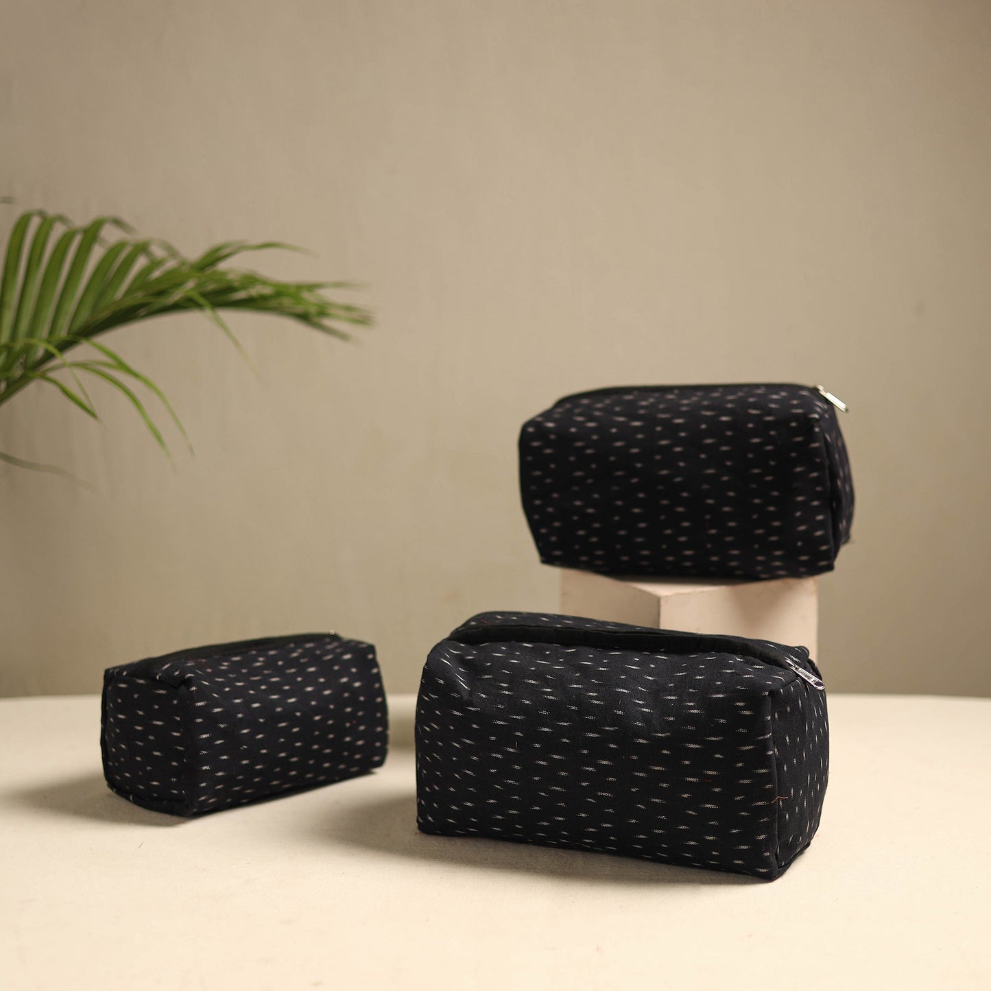  Black Multipurpose Handmade Toiletry Bags (Set of 3) 