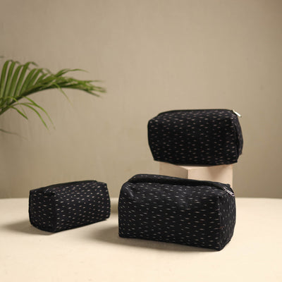  Black Multipurpose Handmade Toiletry Bags (Set of 3) 