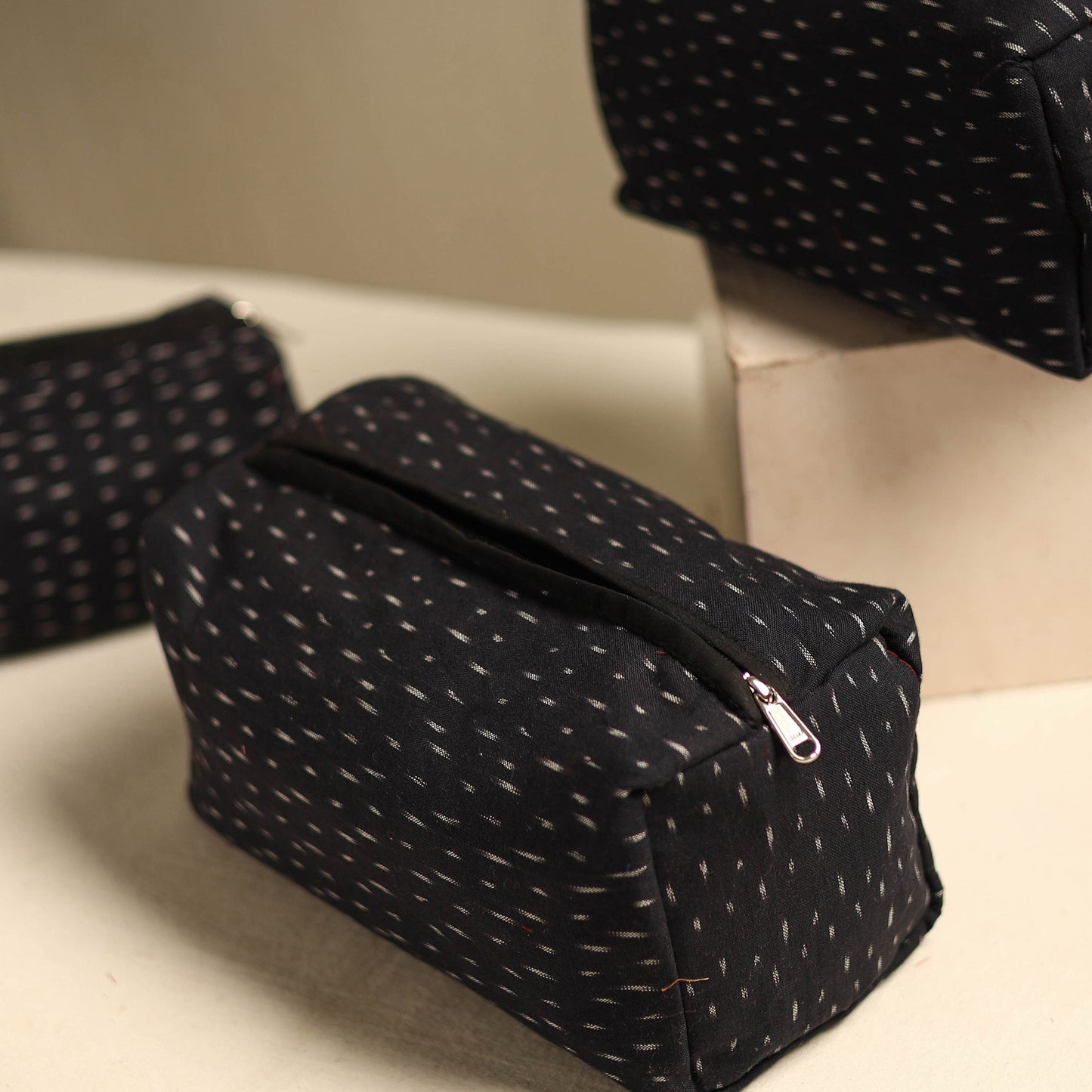  Black Multipurpose Handmade Toiletry Bags (Set of 3) 