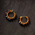 Black - nadia handmade thread & stone work earrings 07