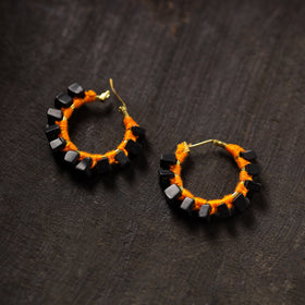 Black - nadia handmade thread & stone work earrings 07