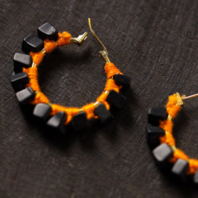 Black - nadia handmade thread & stone work earrings 07