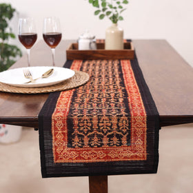 Black Natural Bamboo Bagh Block Printed Dining Table Runner