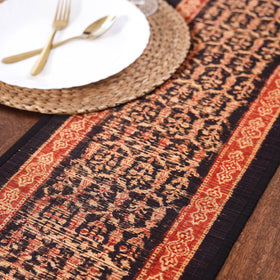 Black Natural Bamboo Bagh Block Printed Dining Table Runner