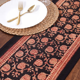 Black Natural Bamboo Bagh Block Printed Dining Table Runner