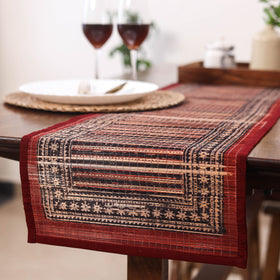 Black Natural Bamboo Bagh Block Printed Dining Table Runner