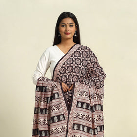  Black Natural Dye Mul Cotton Bagh Print Dupatta