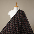 Black Natural Dyed 3 Kaam Block Print Cotton Ajrakh Fabric