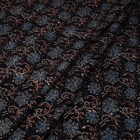 Black Natural Dyed 3 Kaam Block Print Cotton Ajrakh Fabric