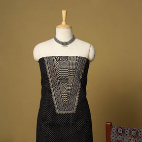 Black - natural dyed 3pc unstitched dress material 04