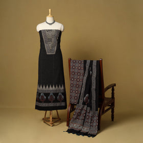 Black - natural dyed 3pc unstitched dress material 04