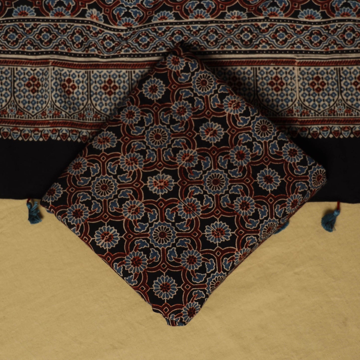 Black - natural dyed 3pc unstitched dress material 04